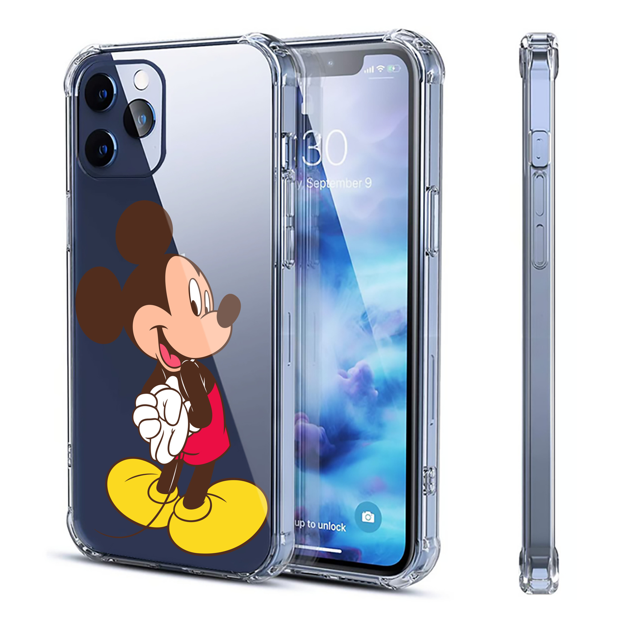 （画像用） ミッキーマウス Mickey Mouse 【iPhone 12シリーズ対応】透明スマホケース（クリアソフトケース）